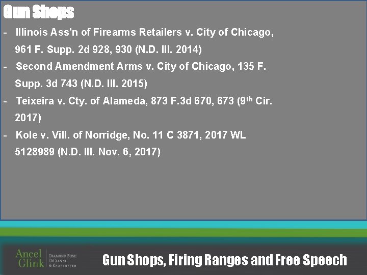 Gun Shops - Illinois Ass'n of Firearms Retailers v. City of Chicago, 961 F.