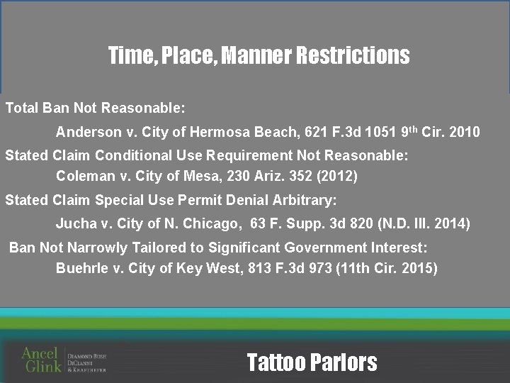 Time, Place, Manner Restrictions Total Ban Not Reasonable: Anderson v. City of Hermosa Beach,