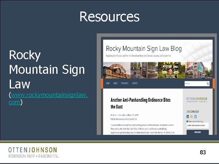 Resources Rocky Mountain Sign Law (www. rockymountainsignlaw. com) 83 