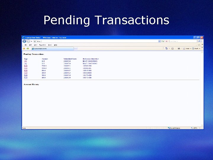 Pending Transactions 