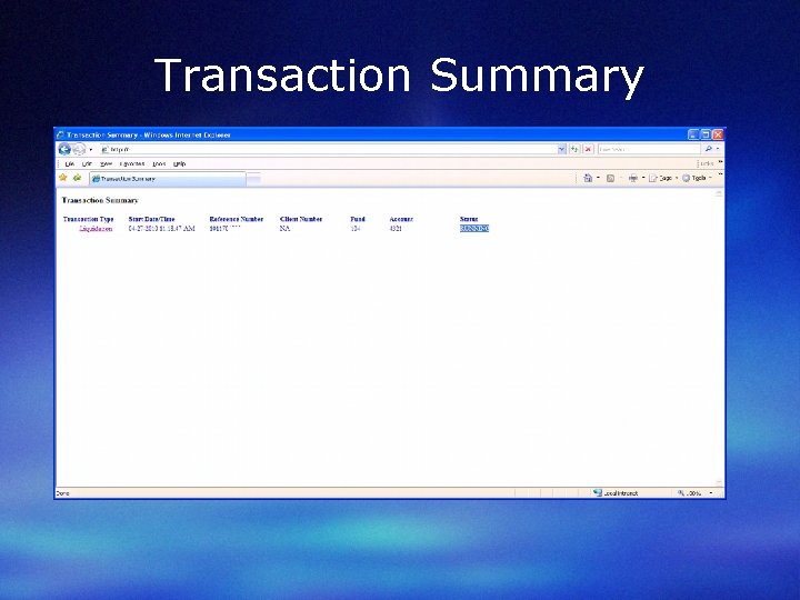 Transaction Summary 