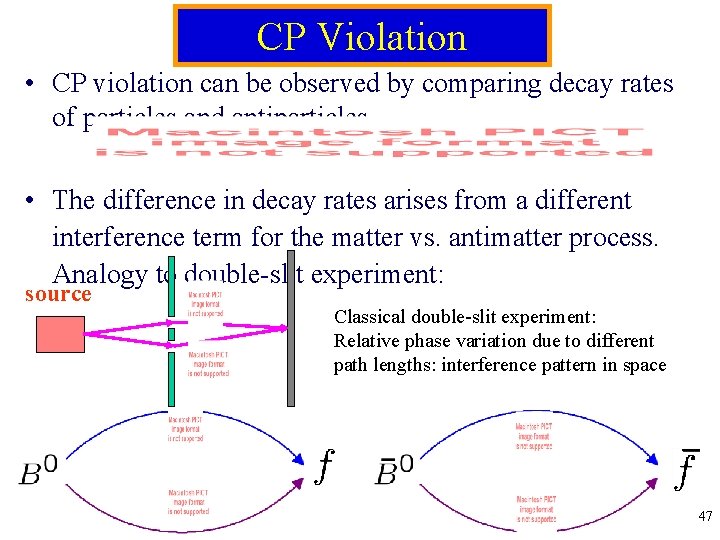 CP Violation • CP violation can be observed by comparing decay rates of particles