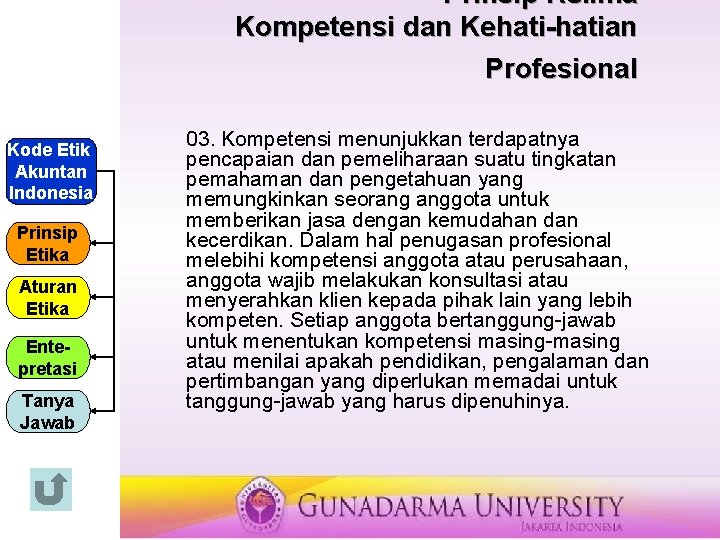 Prinsip Kelima Kompetensi dan Kehati-hatian Profesional Kode Etik Akuntan Indonesia Prinsip Etika Aturan Etika