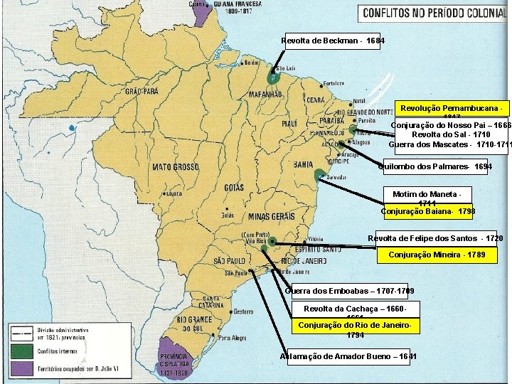 Revolta de Beckman - 1684 Revolução Pernambucana 1817 Conjuração do Nosso Pai – 1666