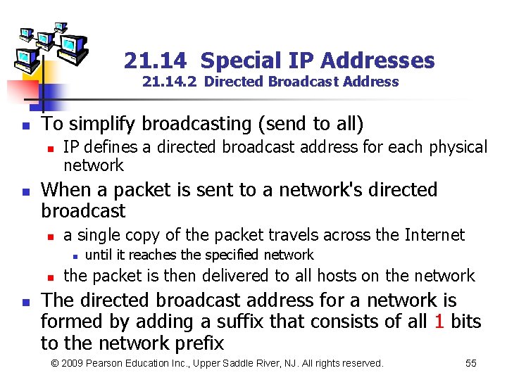 21. 14 Special IP Addresses 21. 14. 2 Directed Broadcast Address n To simplify