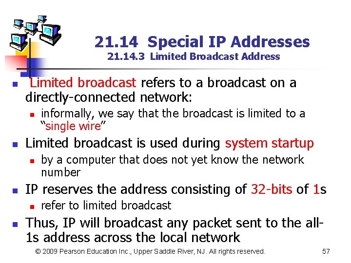 21. 14 Special IP Addresses 21. 14. 3 Limited Broadcast Address n Limited broadcast