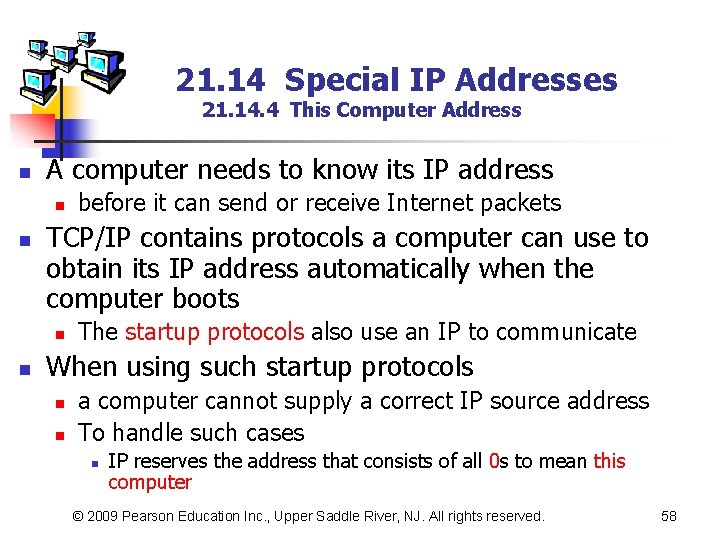 21. 14 Special IP Addresses 21. 14. 4 This Computer Address n A computer