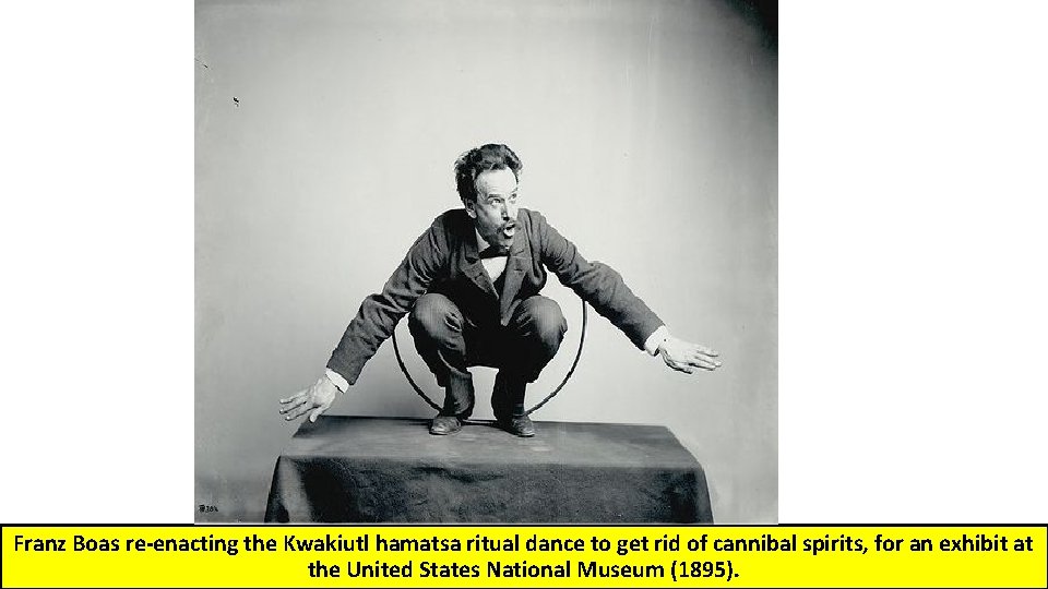 Franz Boas re-enacting the Kwakiutl hamatsa ritual dance to get rid of cannibal spirits,