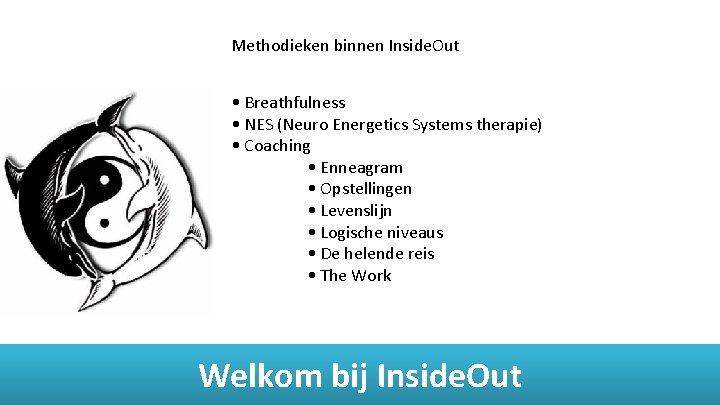 Methodieken binnen Inside. Out • Breathfulness • NES (Neuro Energetics Systems therapie) • Coaching