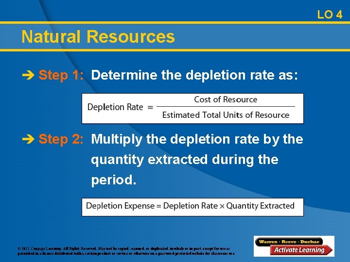 LO 4 Natural Resources è Step 1: Determine the depletion rate as: è Step