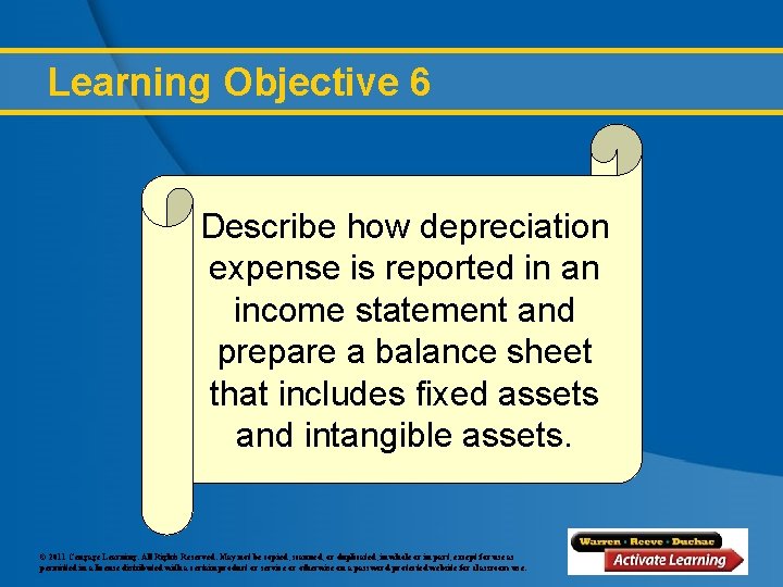 Learning Objective 6 Describe how depreciation expense is reported in an income statement and