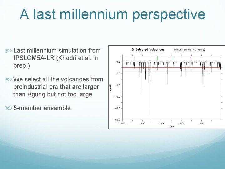 A last millennium perspective Last millennium simulation from IPSLCM 5 A-LR (Khodri et al.