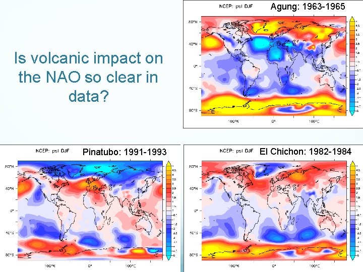 Agung: 1963 -1965 Is volcanic impact on the NAO so clear in data? Pinatubo: