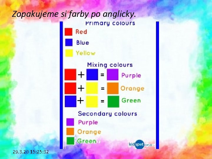 Zopakujeme si farby po anglicky. 29. 3. 20 15: 25: 32 