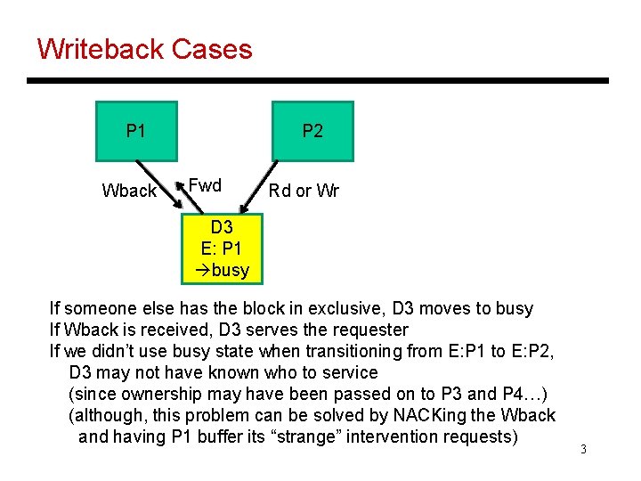 Writeback Cases P 1 Wback P 2 Fwd Rd or Wr D 3 E: