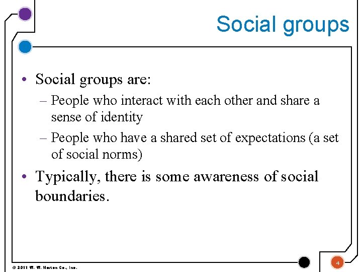 Social groups • Social groups are: – People who interact with each other and