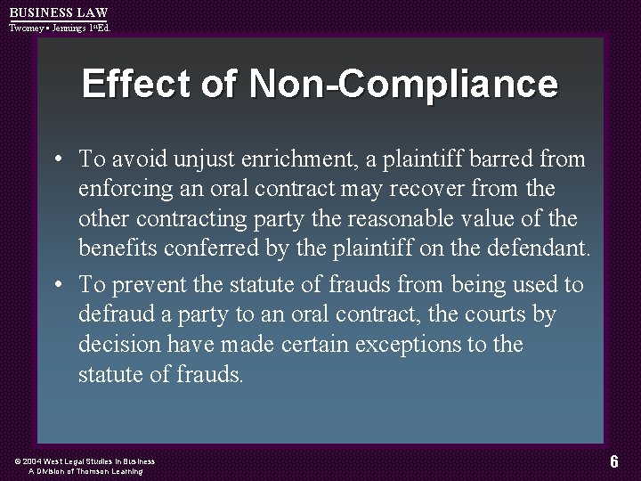 BUSINESS LAW Twomey • Jennings 1 st. Ed. Effect of Non-Compliance • To avoid