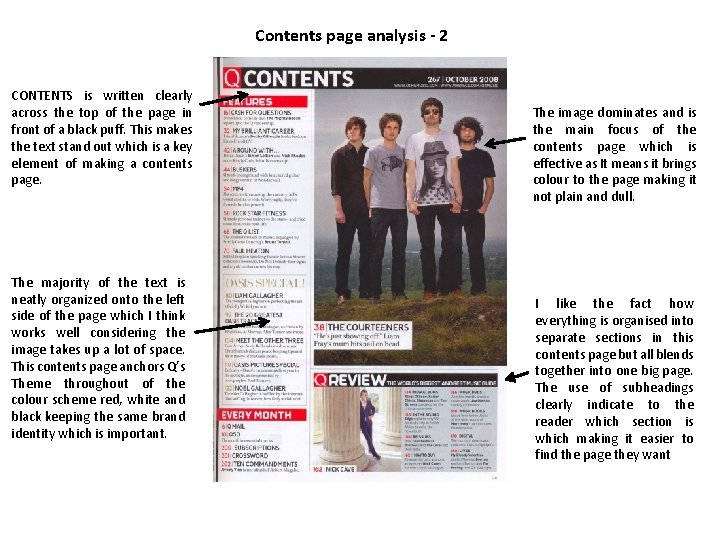 Contents page analysis - 2 CONTENTS is written clearly across the top of the
