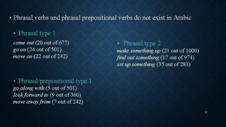  • Phrasal verbs and phrasal prepositional verbs do not exist in Arabic •