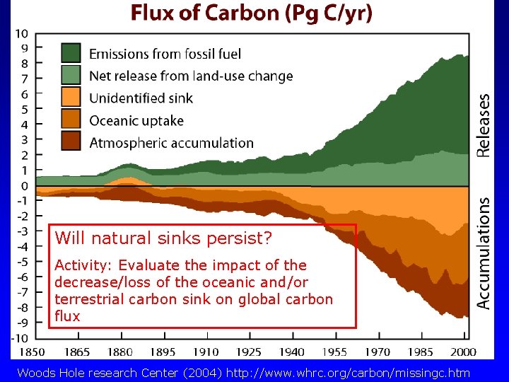 Will natural sinks persist? Activity: Evaluate the impact of the decrease/loss of the oceanic