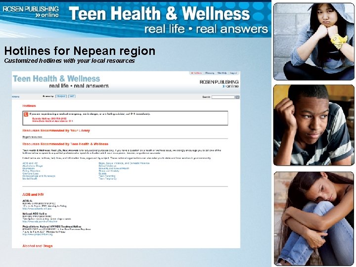Hotlines for Nepean region Customized hotlines with your local resources 