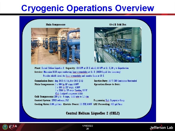 Cryogenic Operations Overview 1/16/2022 26 