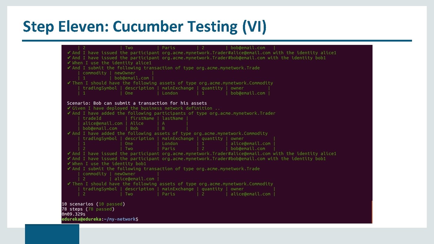 Step Eleven: Cucumber Testing (VI) 