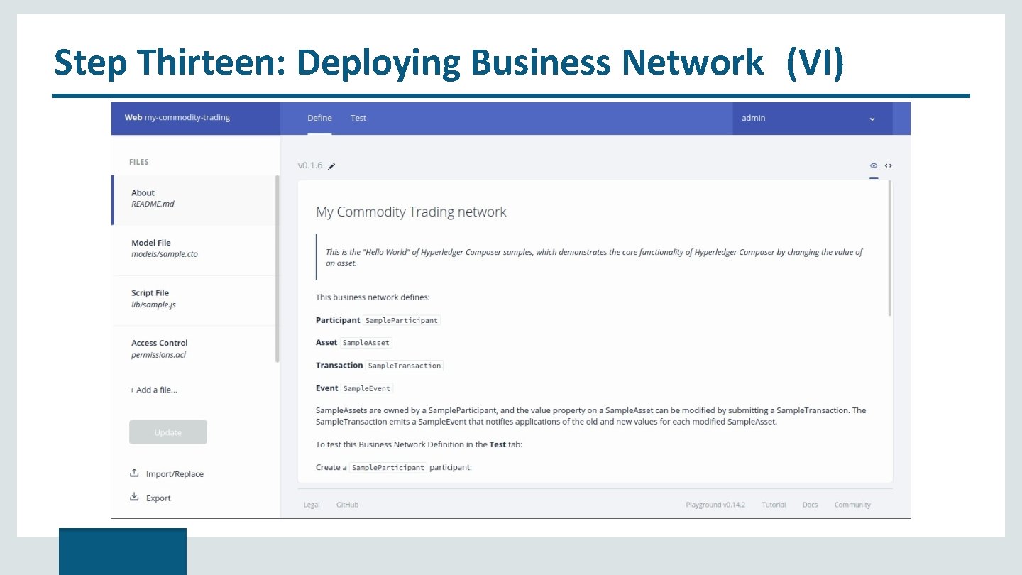 Step Thirteen: Deploying Business Network (VI) 