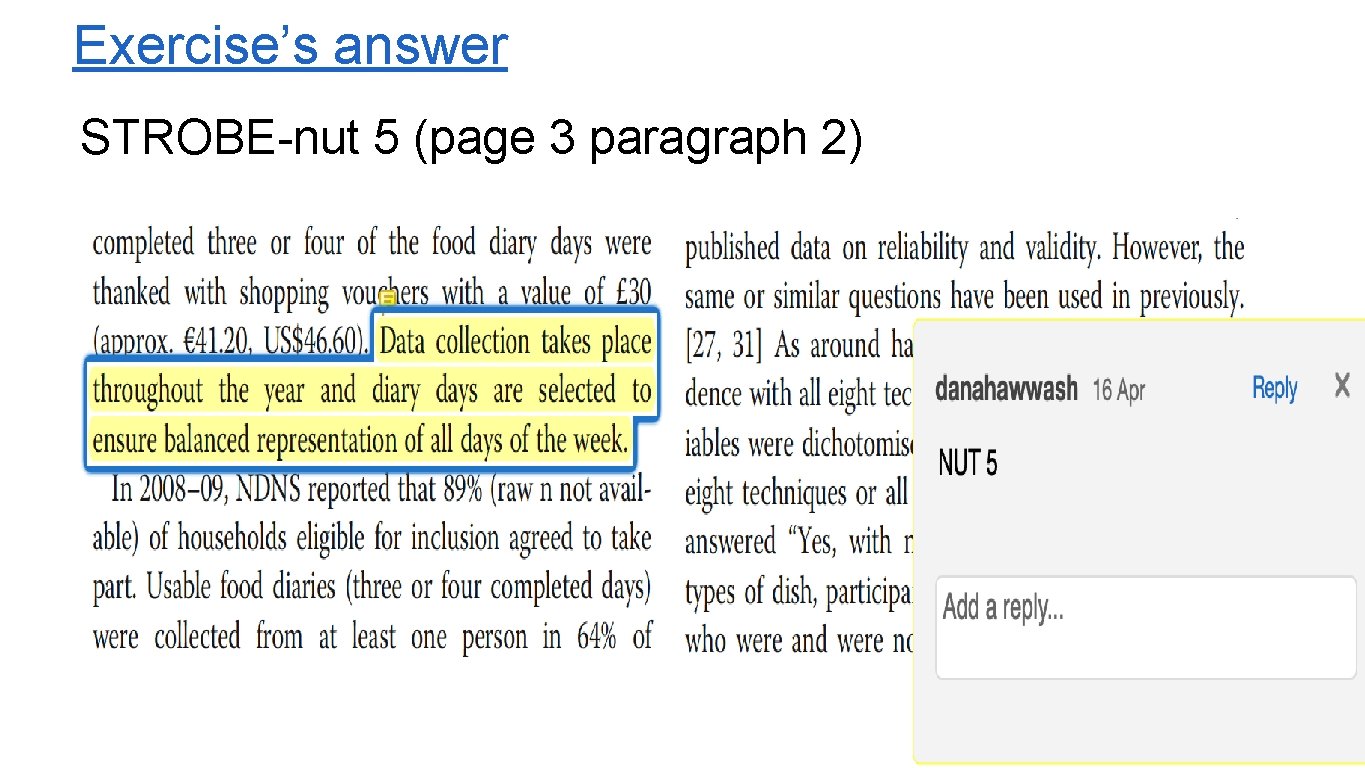 Exercise’s answer STROBE-nut 5 (page 3 paragraph 2) 26 