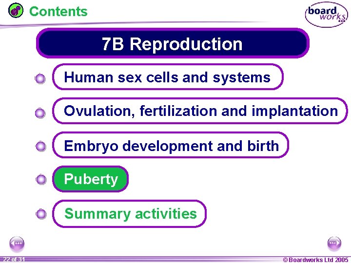 Contents 7 B Reproduction Human sex cells and systems Ovulation, fertilization and implantation Embryo