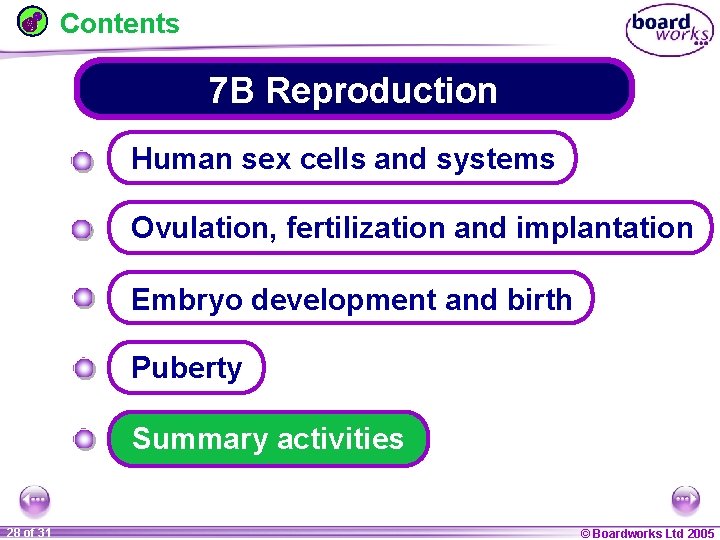 Contents 7 B Reproduction Human sex cells and systems Ovulation, fertilization and implantation Embryo