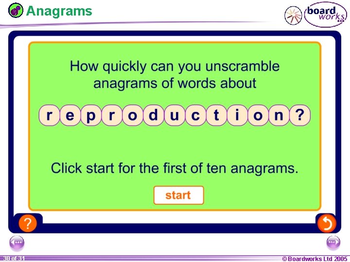 Anagrams 1 30 ofof 20 31 © Boardworks Ltd 2005 2004 