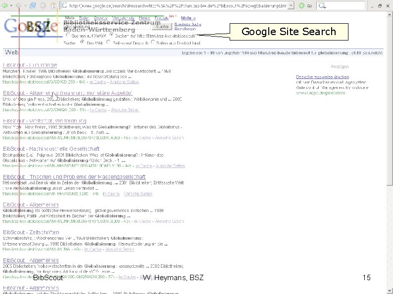 Google Site Search Bib. Scout W. Heymans, BSZ 15 
