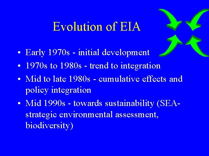 Evolution of EIA • Early 1970 s - initial development • 1970 s to