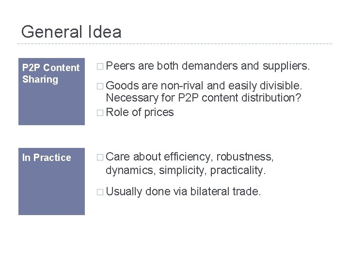 General Idea P 2 P Content Sharing � Peers In Practice � Care both