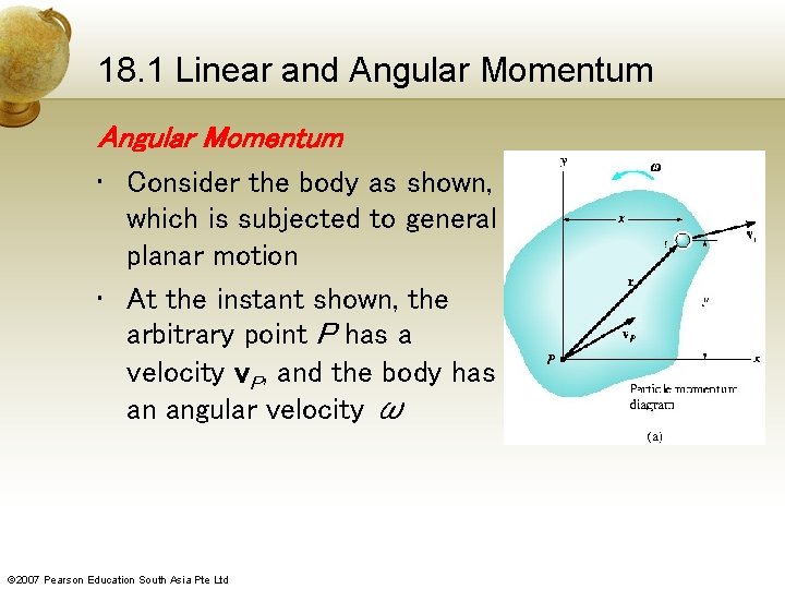 18. 1 Linear and Angular Momentum • Consider the body as shown, which is