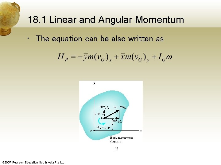 18. 1 Linear and Angular Momentum • The equation can be also written as