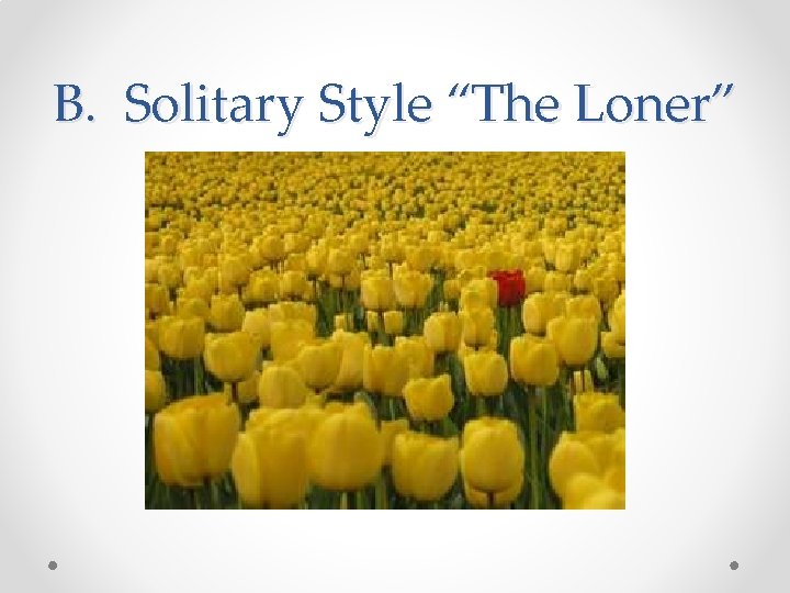 B. Solitary Style “The Loner” 