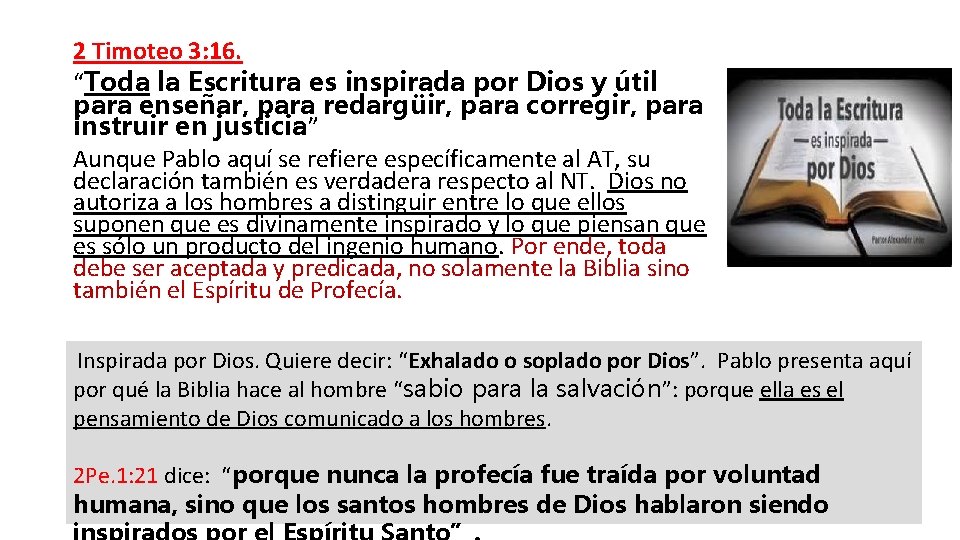 2 Timoteo 3: 16. “Toda la Escritura es inspirada por Dios y útil para 2 Timoteo 3: 16. “Toda la Escritura es inspirada por Dios y útil para
