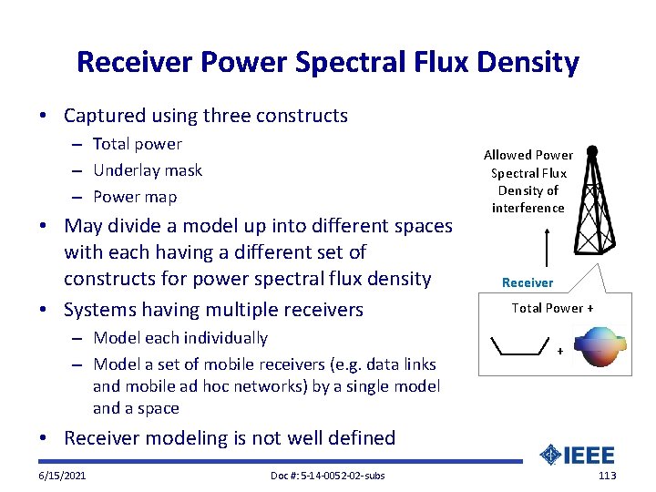 Receiver Power Spectral Flux Density • Captured using three constructs – Total power –