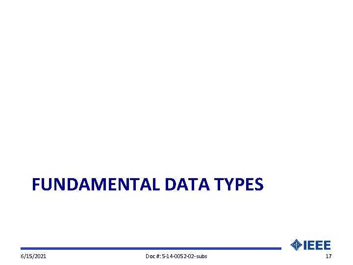 FUNDAMENTAL DATA TYPES 6/15/2021 Doc #: 5 -14 -0052 -02 -subs 17 