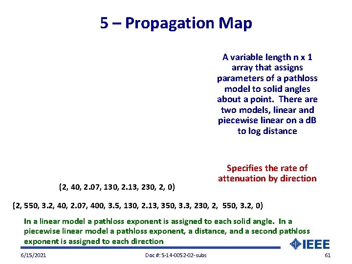 5 – Propagation Map A variable length n x 1 array that assigns parameters