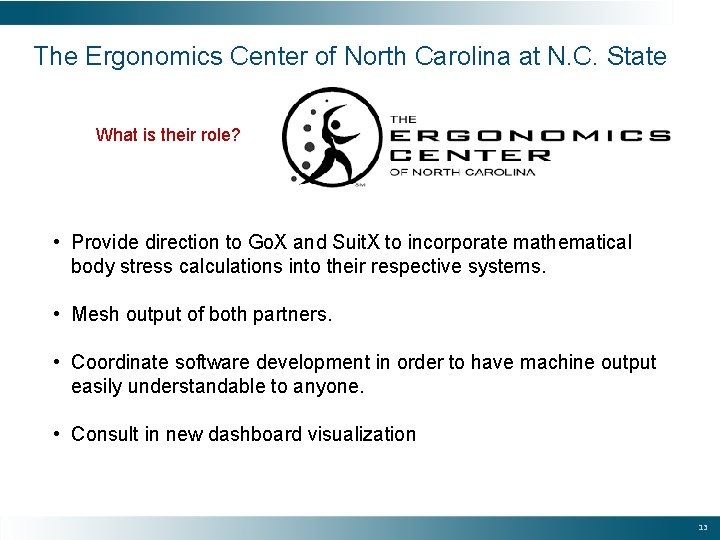 The Ergonomics Center of North Carolina at N. C. State What is their role?