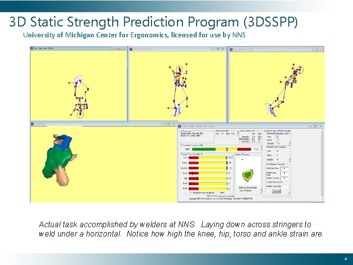 3 D Static Strength Prediction Program (3 DSSPP) University of Michigan Center for Ergonomics,