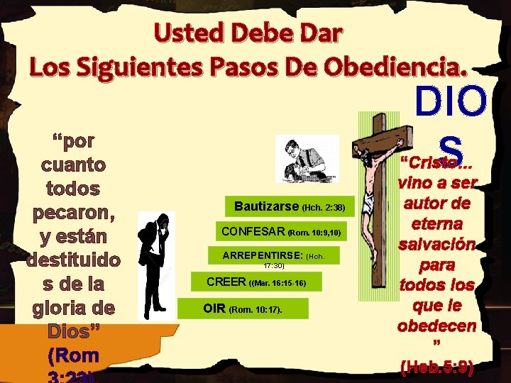 Usted Debe Dar Los Siguientes Pasos De Obediencia. “por cuanto todos pecaron, y están Usted Debe Dar Los Siguientes Pasos De Obediencia. “por cuanto todos pecaron, y están