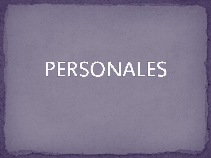 PERSONALES 