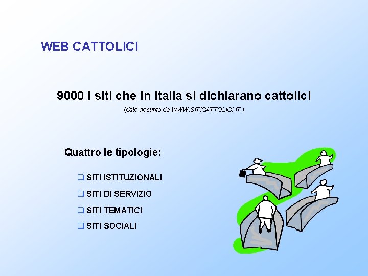WEB CATTOLICI 9000 i siti che in Italia si dichiarano cattolici (dato desunto da