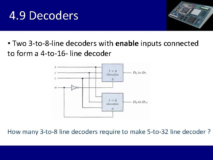 4. 9 Decoders • Two 3 -to-8 -line decoders with enable inputs connected to