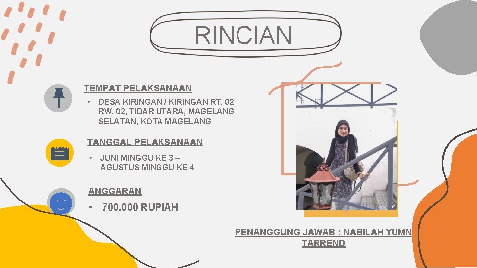 RINCIAN TEMPAT PELAKSANAAN • DESA KIRINGAN / KIRINGAN RT. 02 RW. 02, TIDAR UTARA,