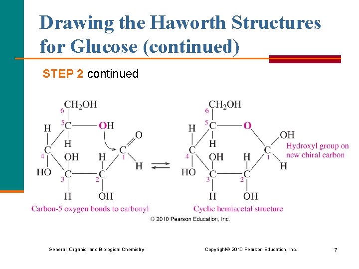 Drawing the Haworth Structures for Glucose (continued) STEP 2 continued General, Organic, and Biological Drawing the Haworth Structures for Glucose (continued) STEP 2 continued General, Organic, and Biological